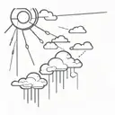 rain clouds with peeking sun rising tattoo design idea
