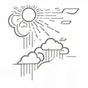 rain clouds with peeking sun rising tattoo design idea