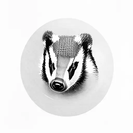 A British badger wearing a suit of chainmail tattoo design idea