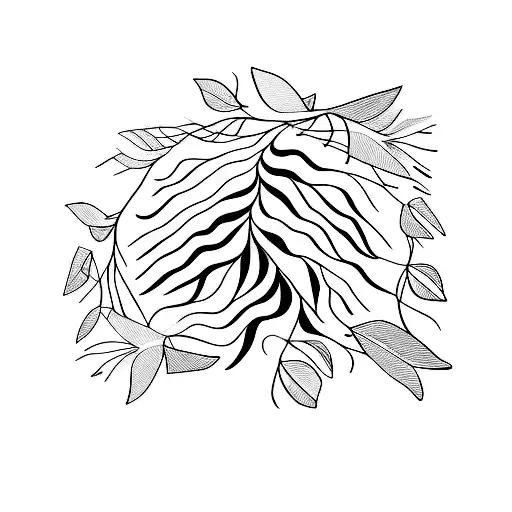 A minimalist tattoo of a guitar made entirely of branches and leaves, blending into a forest scene tattoo design idea