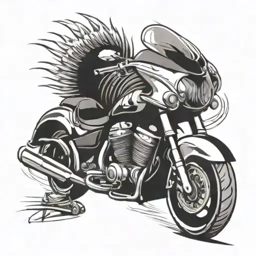 An intricate design of a hayabusa bike integrated with elements of a barbershop tattoo design idea