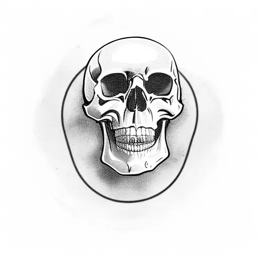 one skull on top of another skull each other in line tattoo design idea