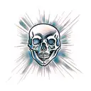 2 skulls on top each other in line tattoo design idea