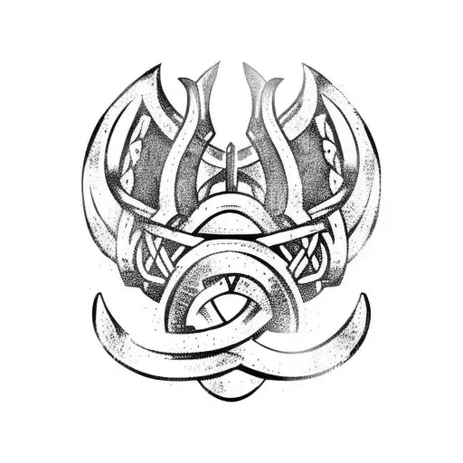 viking boat in sea tattoo design idea