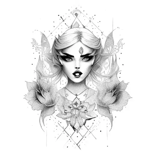 femme fatale woman tattoo design idea