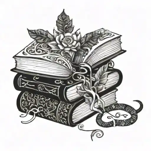 A bookworm with intricate patterns and designs inspired by classic literature tattoo design idea