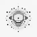 green alien face, flat lips, facing, cybernetic style tattoo design idea