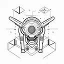 green alien face, flat lips, facing, cybernetic style tattoo design idea