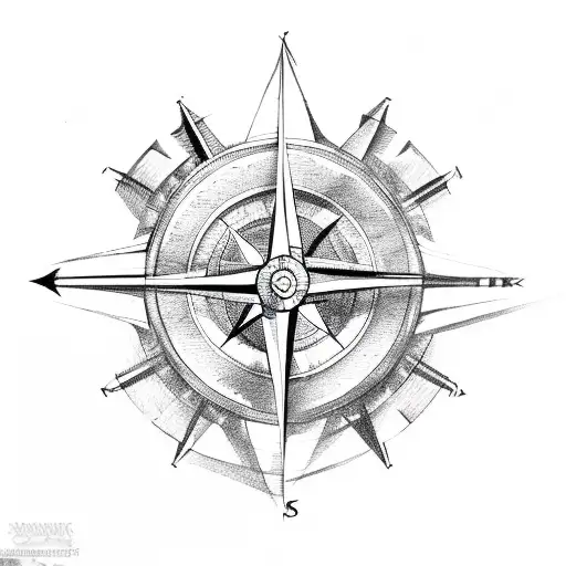 Compass and arrow  tattoo design idea
