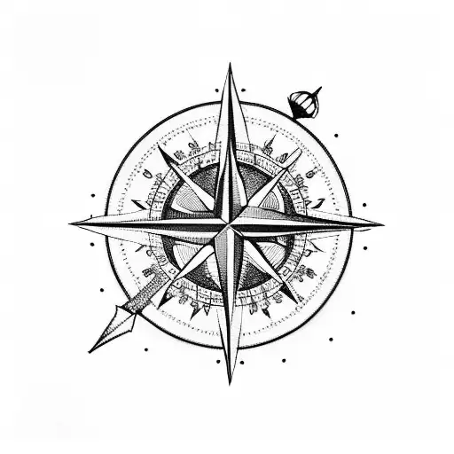 Compass and arrow  tattoo design idea