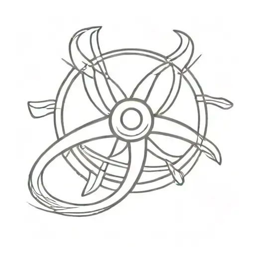 half boat propeller half boat  steering wheel  tattoo design idea