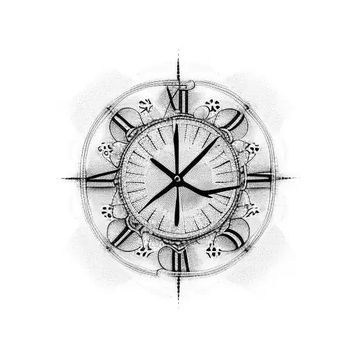A visually striking tattoo showcasing a numerical clock face with the numbers 11 and 07 highlighted, surrounded by celestial elements tattoo design idea