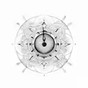 A visually striking tattoo showcasing a numerical clock face with the numbers 11 and 07 highlighted, surrounded by celestial elements tattoo design idea