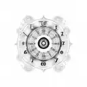 A visually striking tattoo showcasing a numerical clock face with the numbers 11 and 07 highlighted, surrounded by celestial elements tattoo design idea