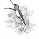 humming bird with flowers tattoo design idea
