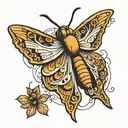 moth, goofy, comic, thick lines tattoo design idea