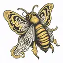 moth, goofy, comic, thick lines tattoo design idea