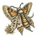 moth, goofy, comic, thick lines tattoo design idea