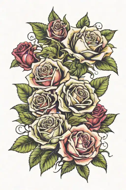 money rose bouquet tattoo design idea