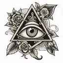 All Seeing Eye and hearts  tattoo design idea