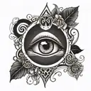 All Seeing Eye and hearts  tattoo design idea