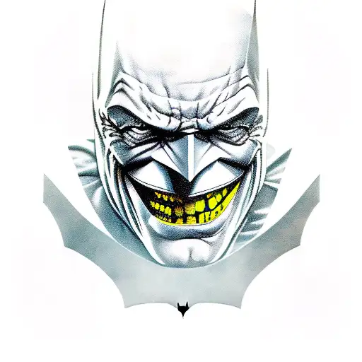 batman with jokers smile tattoo design idea
