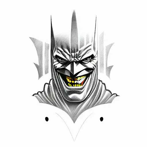 batman with jokers smile tattoo design idea