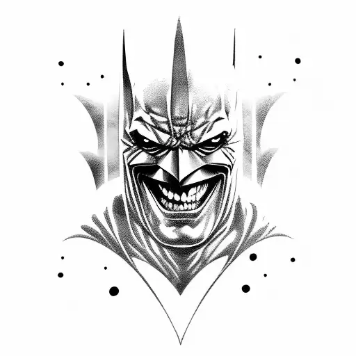 batman with jokers smile tattoo design idea