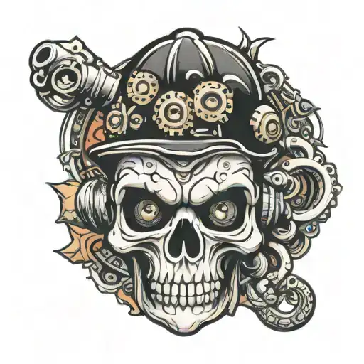 monkey skull scuba diving tattoo design idea