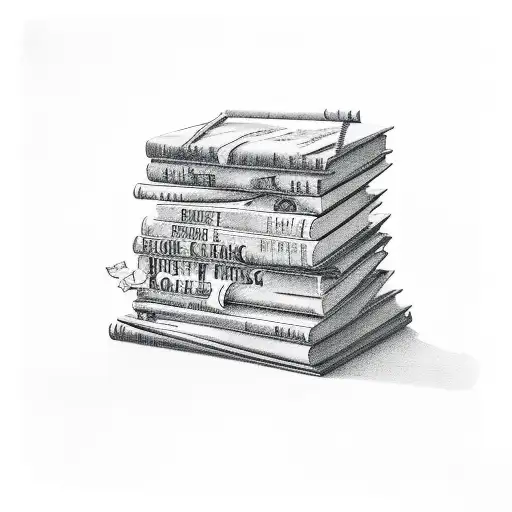 book stack with catcher in the rye on top  tattoo design idea