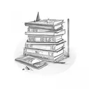 book stack with catcher in the rye on top  tattoo design idea