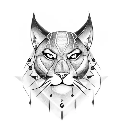 A mysterious black panther with piercing dark eyes tattoo design idea