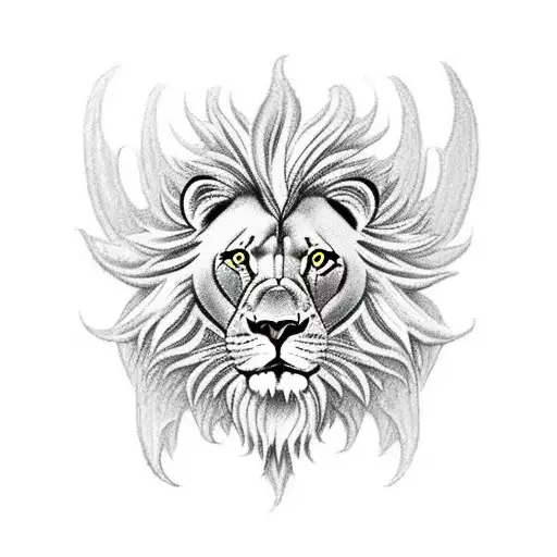 A traditional-style lion depicted as a guardian angel tattoo design idea