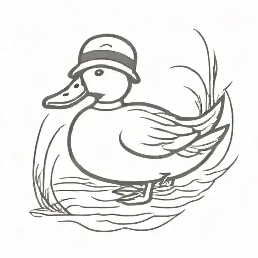 duck with Vietnamese hat tattoo design idea