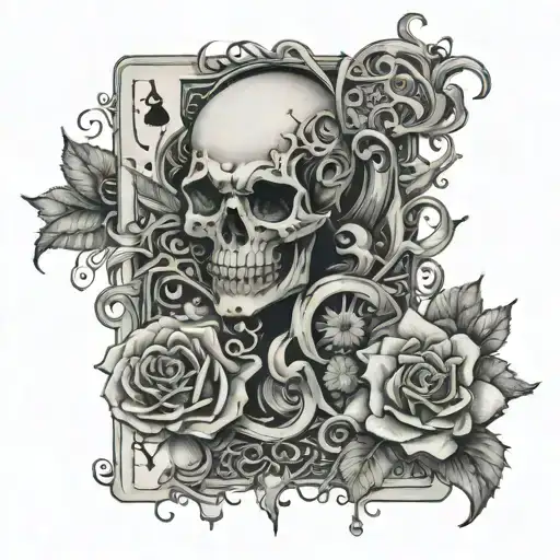 something manly to bridge the gap between playing cards and flowers and cobwebs tattoo design idea