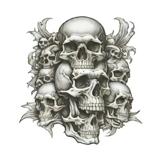 skull family related tattoo design idea