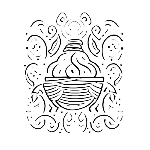 A minimalist tattoo of a coffin with a coffee bean pattern on it. tattoo design idea