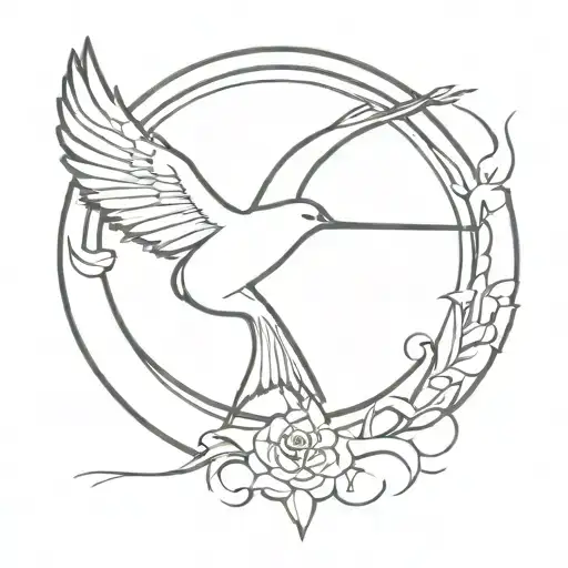 mocking jay bird flying tattoo design idea