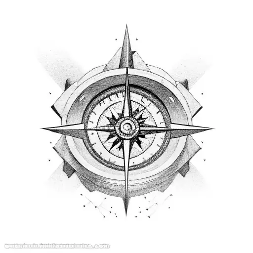 Create a portrait of a strong and determined figure holding a compass, symbolizing being the master of one's fate tattoo design idea