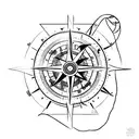 Create a portrait of a strong and determined figure holding a compass, symbolizing being the master of one's fate tattoo design idea