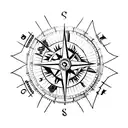 Create a portrait of a strong and determined figure holding a compass, symbolizing being the master of one's fate tattoo design idea