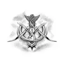 A doctor's symbol intertwined with Poseidon's trident tattoo design idea