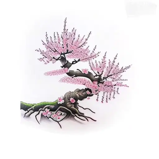baby Cherry Blossom bonsai tree tattoo design idea