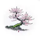 baby Cherry Blossom bonsai tree tattoo design idea