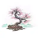 baby Cherry Blossom bonsai tree tattoo design idea