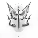 Christian Cross with Angel Wings and Dots underneath tattoo design idea