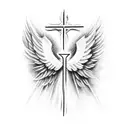 Christian Cross with Angel Wings and Dots underneath tattoo design idea