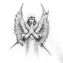 Christian Cross with Angel Wings and Dots underneath tattoo design idea