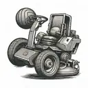 A lawnmower cutting through a basketball court, merging the client's occupation and passion for basketball tattoo design idea
