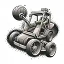 A lawnmower cutting through a basketball court, merging the client's occupation and passion for basketball tattoo design idea